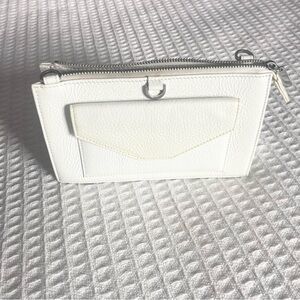 Lovard LEATHER PURSE WALLET IN WHITE LEATHER WITH SILVER HARDWARE